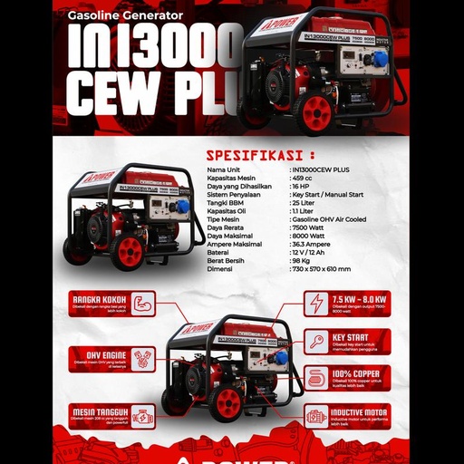 [EZM.1230150] GASOLINE GENSET - GENERATOR BENSIN AIPOWER  IN3000CW PLUS