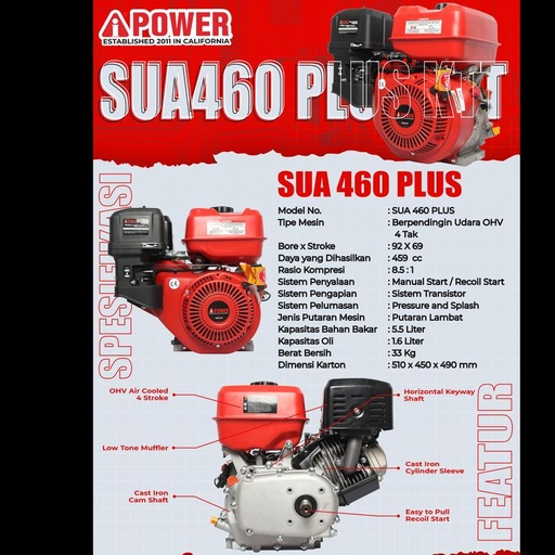 [EZM.1230503] AIPOWER BARE ENGINE DAN MESIN PENGGERAK SUA420 PLUS