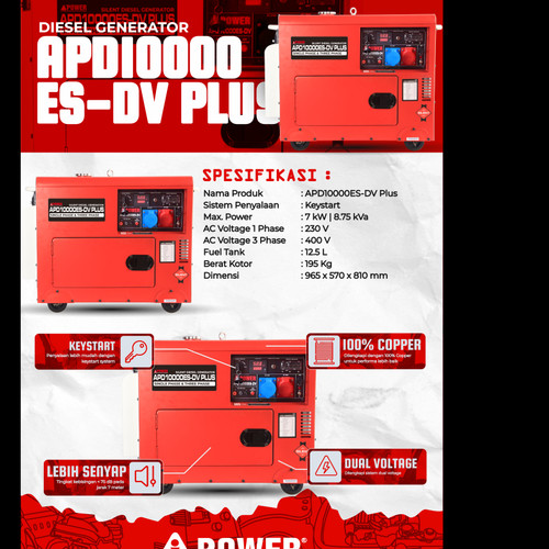 [EZM.1230568] SILENT DIESEL GENERATOR APD10000ES-DV PLUS