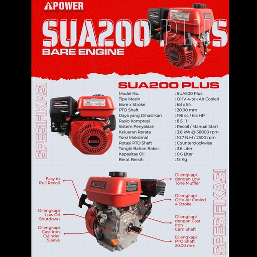 [EZM.1230679] AIPOWER BARE ENGINE DAN MESIN PENGGERAK SERBA GUNA AIPOWER SUA200 PLUS