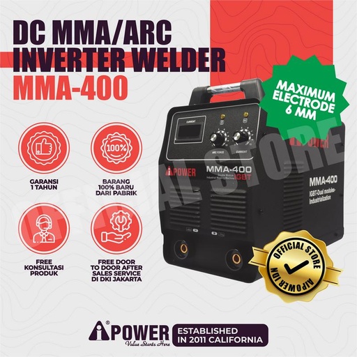 [EZM.1230681] AIPOWER DC MMA ARC INVERTER WELDER MESIN LAS LISTRIK MMA-400