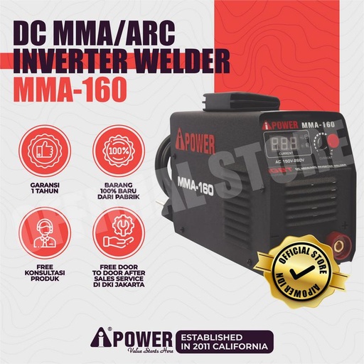 [EZM.1230682] AIPOWER DC MMA/ARC INVERTER WELDER MESIN LAS LISTRIK MMA-160