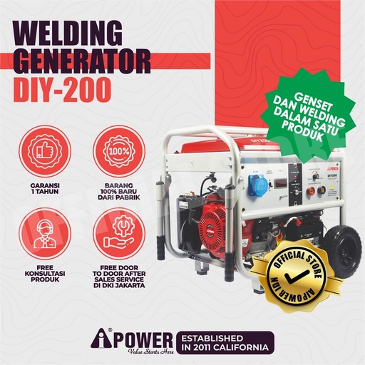 [EZM.1230684] AIPOWER WELDING GENERATOR BERBAHAN BAKAR BENSIN DIY-200