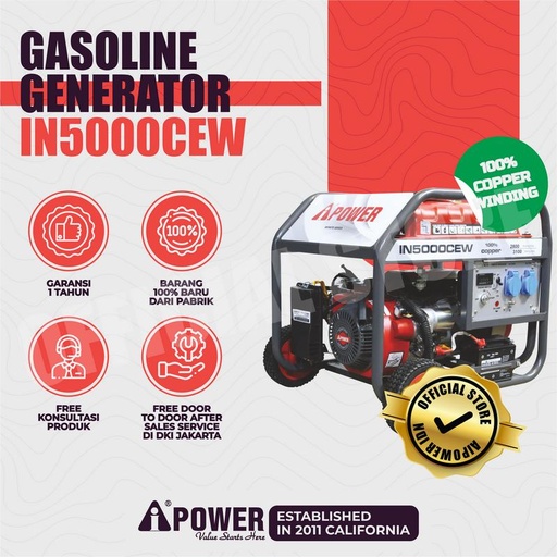 [EZM.1230692] GASOLINE GENERATOR - GENSET BENSIN AIPOWER IN5000CEW