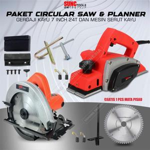 [EZM.4700005] Paket Tukang Kayu Circular Saw Planner Gergaji Kayu Bundar dan Mesin Serut Kayu