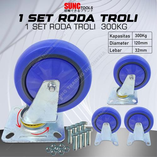 [EZM.4700015] Roda Troli 5 inci 300kg 400kg 500kg 800kg 1 Set Heavy Duty Roda Ban Troly Trolley Barang