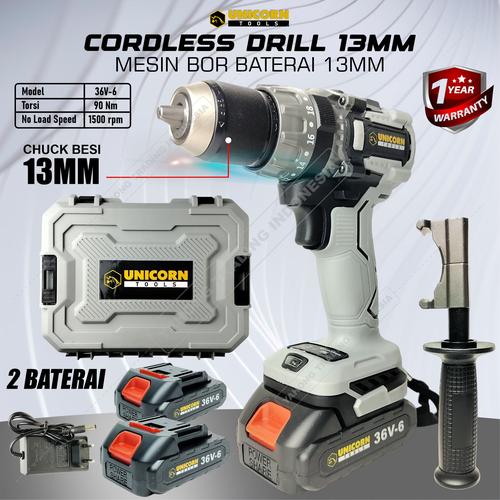 [EZM.4700035] Mesin Bor Baterai Cordless Drill Bor Batere 36V 36VF 13mm UNICORN