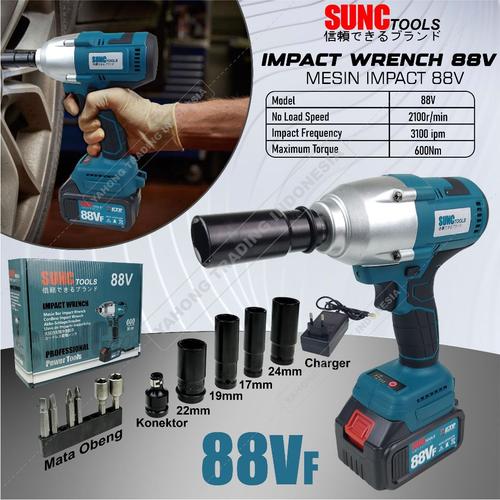[EZM.4700054] Mesin Impact Wrench Baterai Brushless 88V 88VF 118VF Sunc Tools Woirx Tool UNICORN