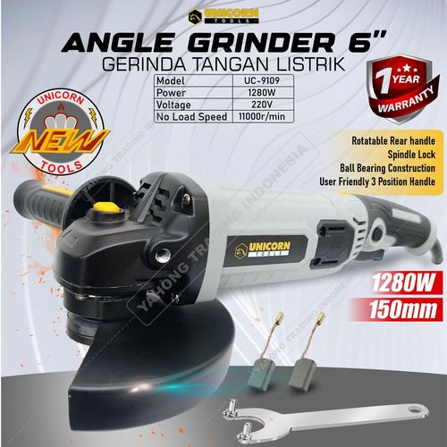 [EZM.4700057] UNICORN Angle Grinder 6 inch 150mm 1280W Gerinda Tangan Listrik
