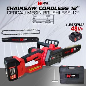 [EZM.4700064] Gergaji Mesin Chainsaw Rantai Cordless Brushless Gergaji Kayu 12 14 inch 12" 14"