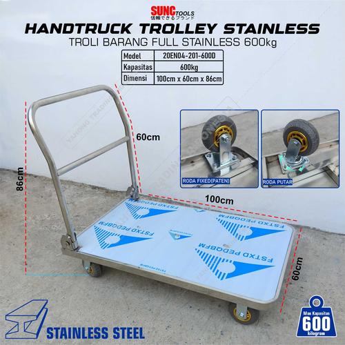 [EZM.4700087] Troli Barang Trolli Stainless Troly Handtruck Trolley 600kg