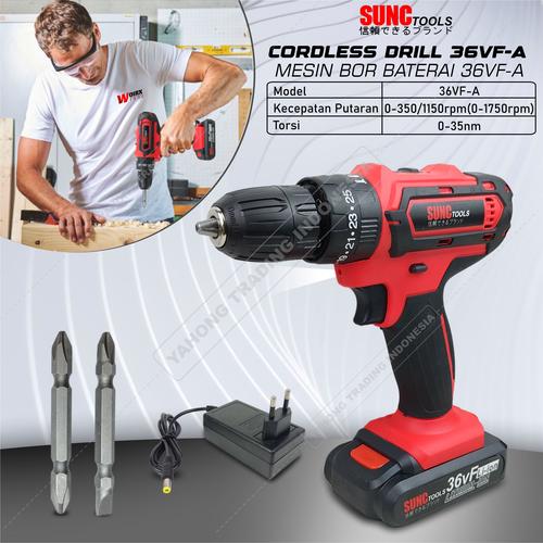 [EZM.4700112] Mesin Bor Baterai Bor Batere Cordless Drill 36v 36VF SUNC TOOLS
