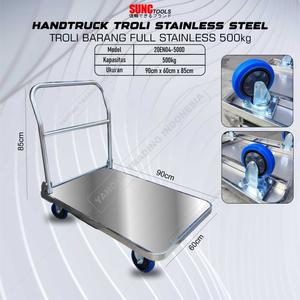 [EZM.4700136] Handtruck Troli Stainless 500kg/Troli Angkut Barang/Trolley 90x60 cm