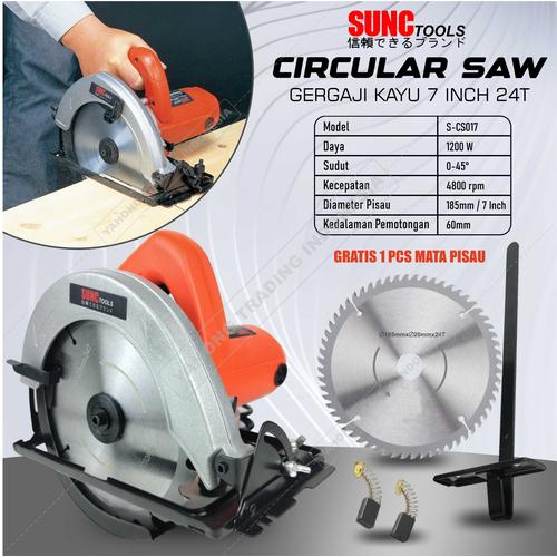 [EZM.4700137] Gergaji Kayu Listrik Circular Saw Mata 7 inch 24T
