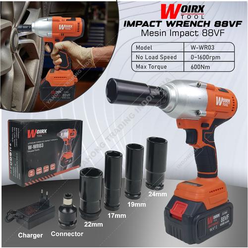 [EZM.4700162] WOIRX TOOL Mesin Impact Wrench Baterai Kunci Shock Pas 88V 88Vf