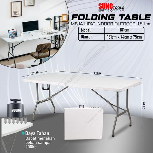 [EZM.4700259] Meja Lipat Panjang Serbaguna Meja Laptop Makan Belajar Kerja 181cm