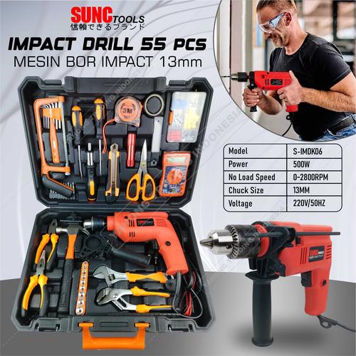 [EZM.4700269] Mesin Bor Impact Drill Impek Listrik SET 55pcs 13mm 55 Pcs