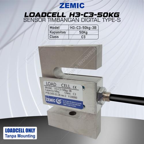 [EZM.4700281] Load Cell ZEMIC H3 C3 50kg Tipe S Loadcell Sensor Timbangan Digital