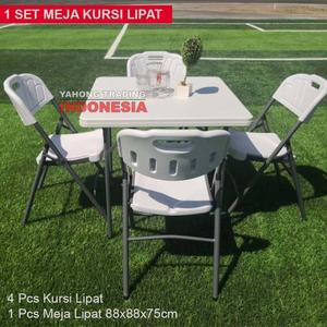 [EZM.4700314] 1 SET Meja Lipat Kursi Lipat Portable Meja Makan Belajar Laptop 88cm