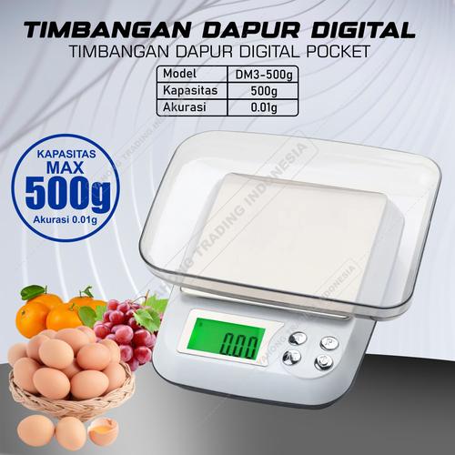 [EZM.4700335] Timbangan Dapur Digital Pocket Scale DM.3 500g 0.01g