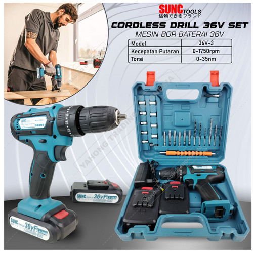 [EZM.4700345] Cordless Drill SUNC TOOLS 36V Mesin Bor Baterai