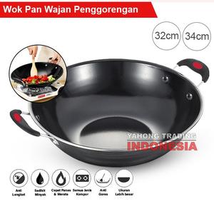 [EZM.4700378] Wok Pan Wajan Penggorengan Anti Lengket Double Handle