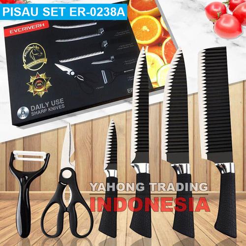 [EZM.4700382] Pisau Dapur Lengkap 6pcs Kitchen Knife Set 6 pcs in 1