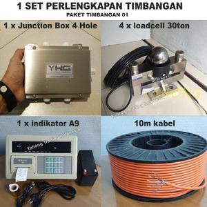 [EZM.4700419] 1 Set Timbangan (Indikator A9+ 4Loadcell HM9B 30t+Junction Box+Kabel)