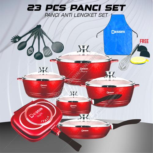 [EZM.4700448] Dessini 23 Buah Set Peralatan Dapur Panci Masak Marmer Anti Lengket