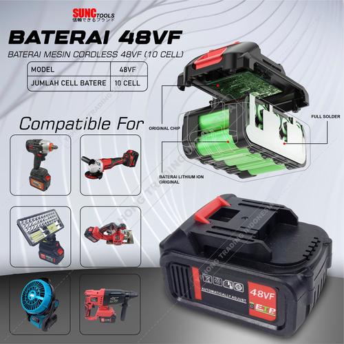 [EZM.4700509] JLD Baterai Cordless 48 Volt Battery 48V Batere Mesin Bor JLD