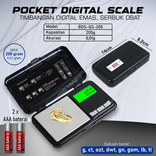 [EZM.4700525] Timbangan Digital Pocket Bumbu Serbuk Obat Emas 200g 0.01g