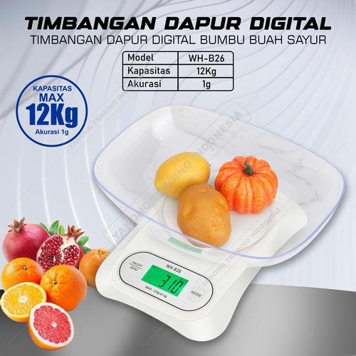 [EZM.4700579] Timbangan Dapur Digital Bumbu Buah Sayur WH-B26 12kg 1g
