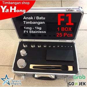 [EZM.4700657] Anak Timbangan Batu Timbangan F1 Class 1mg sampai 1kg 25 Pcs 1 Box