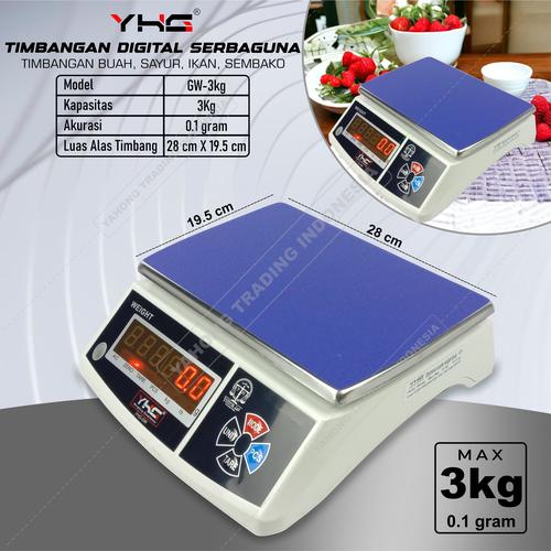 [EZM.4700682] Timbangan Meja Digital / Timbangan Barang Dapur Kue YHG GW-3K 3kg 0.1g