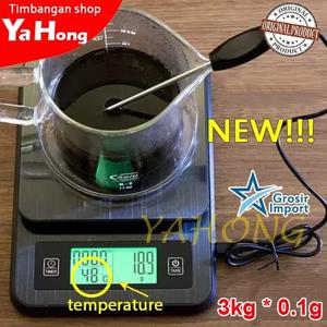 [EZM.4700696] Timbangan Meja Digital Timer Sanbei Temperatur Coffee Scale 3kg 0.1g