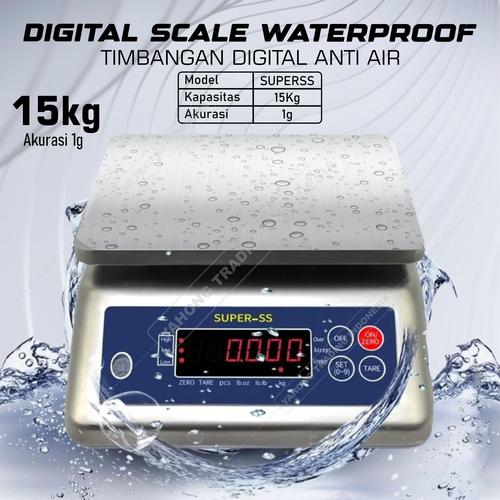 [EZM.4700767] Timbangan digital meja anti air water proof Excellent Super SS 15kg*5g