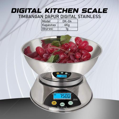 [EZM.4700809] Timbangan Dapur Digital Stainless Timbangan Dapur Kue Bumbu 6kg 1g