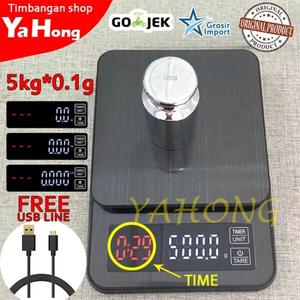 [EZM.4700854] Timbangan Coffee Scale Dapur Timer Kitchen USB Power Socket LED