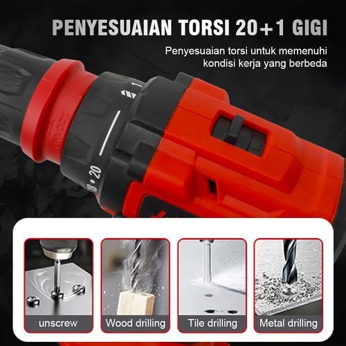 [EZM.4900033] JLD 48VF Mesin bor baterai brushless 13MM bor impact bor cas 80NM Electric drill cordless