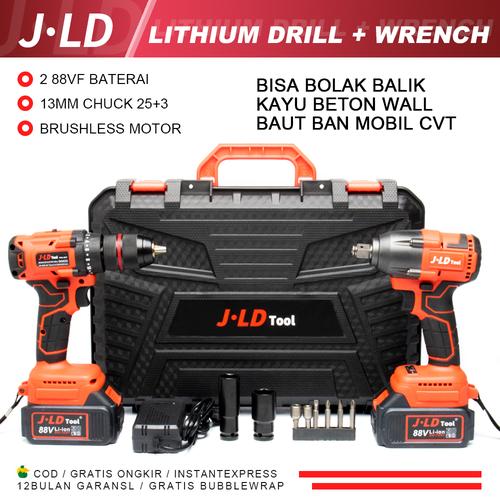 [EZM.4900051] JLD Mesin bor+Impact Wrench Brushless 88VF Impact baterai torsi besar