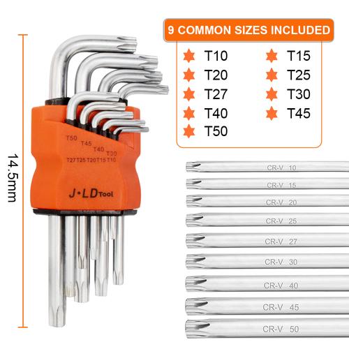 [EZM.4900056] JLD 9 Pcs Kunci L Set Kombinasi Bintang/Hex Key 1.5 - 10 mm kunci set