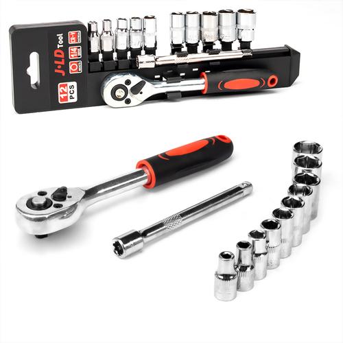[EZM.4900065] JLD kunci shock set 12 Pcs kunci Socket 4-24mm Motor Lengkap Socket