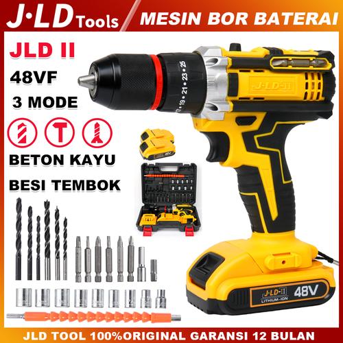 [EZM.4900150] JLD II 48VF Mesin bor baterai bor 13MM bor Impact listrik bor cordless murah Bor cas/3Mode-bor Impact obeng/bor tembok besi kayu Bisa bolak-balik