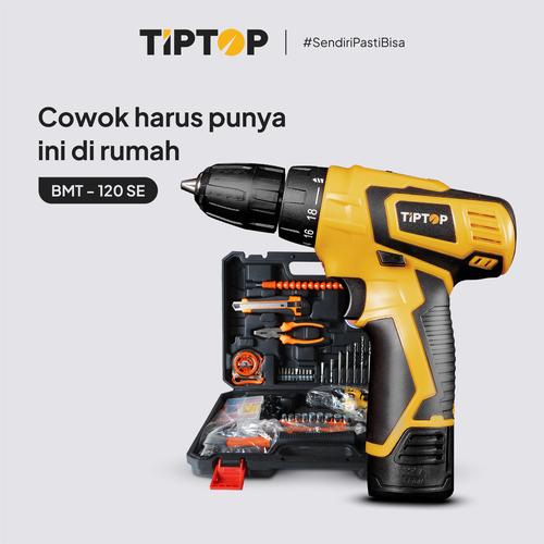 [EZM.5000052] TIP TOP Cordless Drill / Mesin Bor Baterai set 100pcs 12V (BMT-120SE)