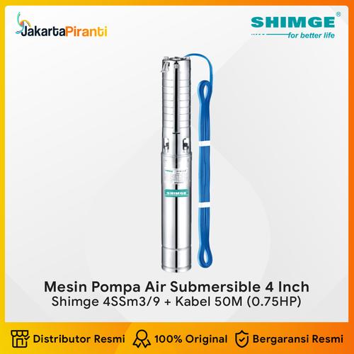 [EZM.5100046] Mesin Pompa Submersible Satelit 4 Inch Stainless 0.75HP Shimge 4SSm3/9 + 50 M Kabel