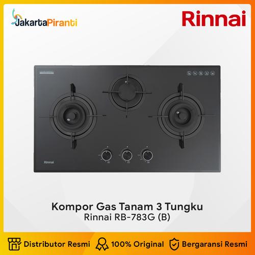 [EZM.5100121] Built-in Gas Hob Kompor Gas Tanam 3 Tungku 80 cm Rinnai RB-783G (B) | RB-783G(B)