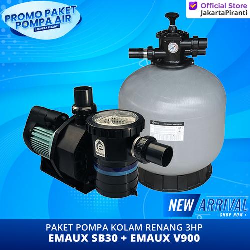 [EZM.5100204] Paket Mesin Pompa Kolam Renang Sand Filter 3HP Emaux SB30 + V900 - Tanpa Pasir