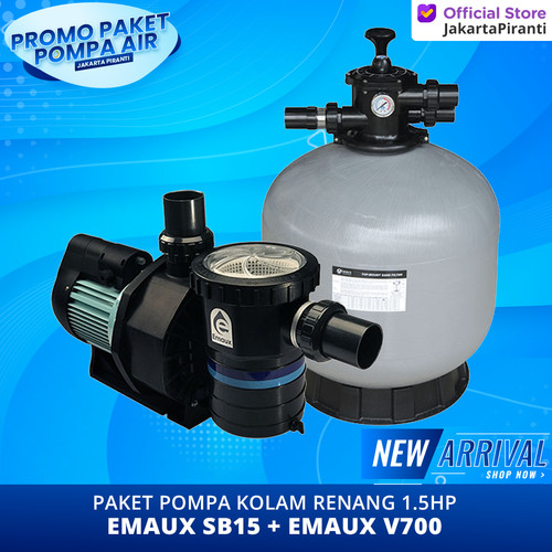 [EZM.5100205] Paket Mesin Pompa Kolam Renang Sand Filter 1.5HP Emaux SB15 + V700