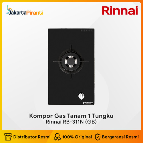[EZM.5100370] Rinnai Kompor Gas Hob Tanam 1 Tungku Rinnai RB-311N (GB) Glass