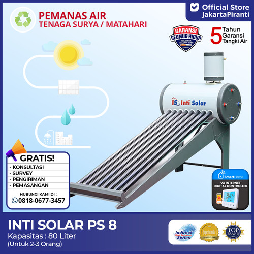 [EZM.5100563] Inti solar PS8/Intisolar PS 8 Pemanas Air Tenaga Matahari 80 Liter